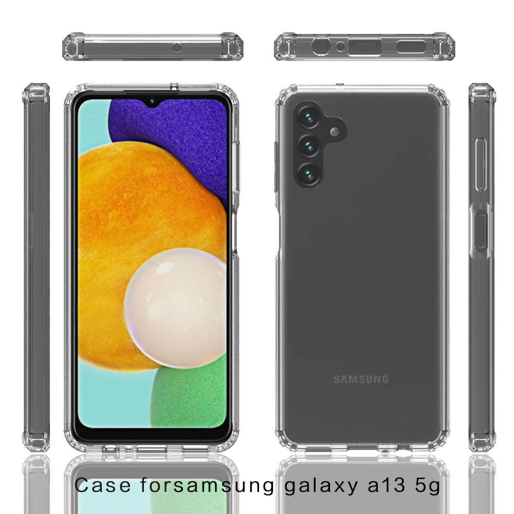 For Samsung Galaxy A13 5G Hybrid Transparent Clear Acrylic Back Hard PC & Soft TPU Full Protective Bumper Extra Shock-Absorb  Phone Case Cover