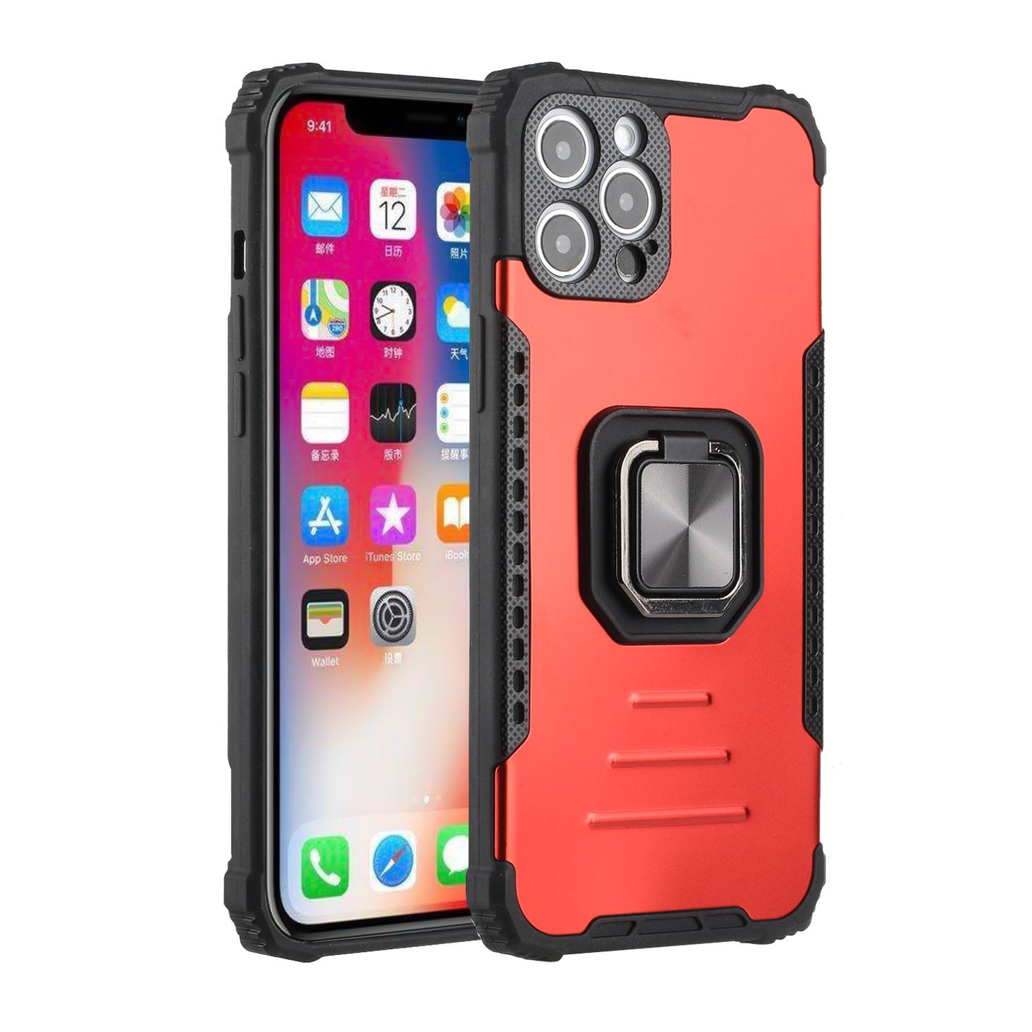 For Apple iPhone 11 (6.1") Hybrid with Stand Magnetic Ring Kickstand Bumper Shockproof Armor Heavy Duty Military Grade  Phone Case Cover
