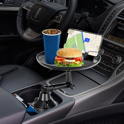 For Universal Cup Holder Tray Adjustable Rotatable 360° Swivel Arm with 9" Tray Surface and Phone Slot Fits Vehicle, Boats, Car, SUV,Truck Black Phone Case Cover