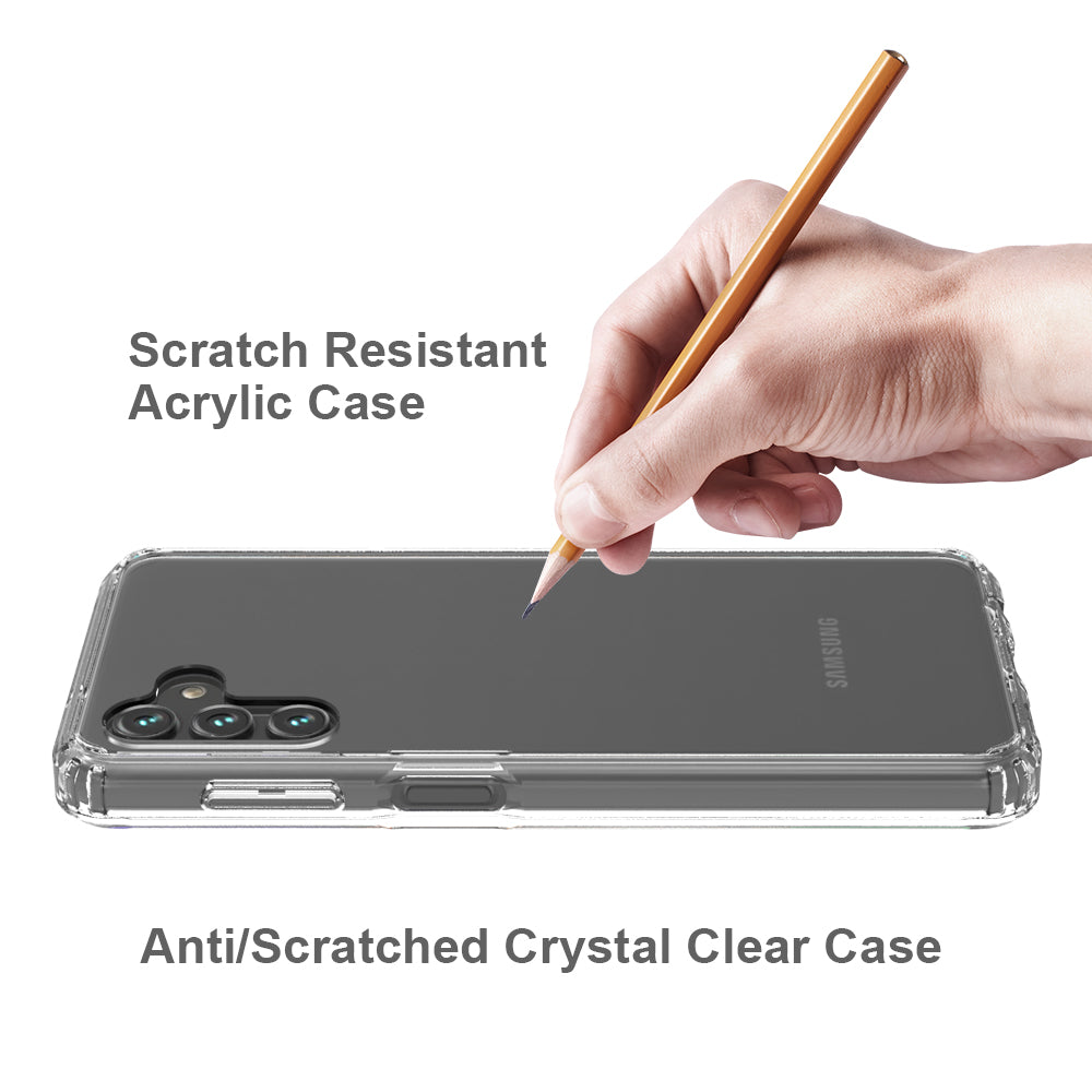 For Samsung Galaxy A13 5G Hybrid Transparent Clear Acrylic Back Hard PC & Soft TPU Full Protective Bumper Extra Shock-Absorb  Phone Case Cover