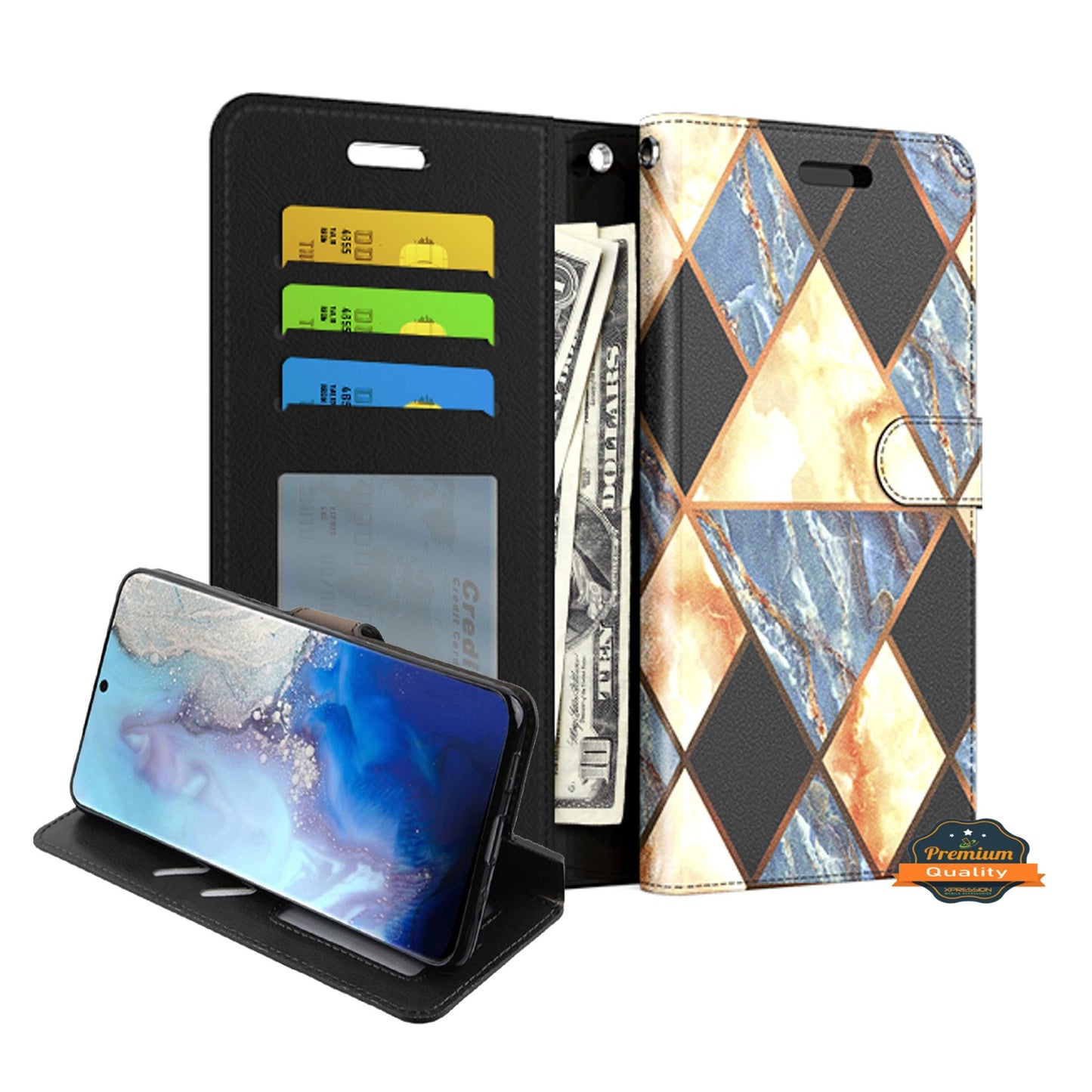 For Samsung Galaxy A13 5G Wallet PU Leather Pouch with Credit Card Slots ID Money Pocket, Stand & Strap Flip Pouch Protective  Phone Case Cover