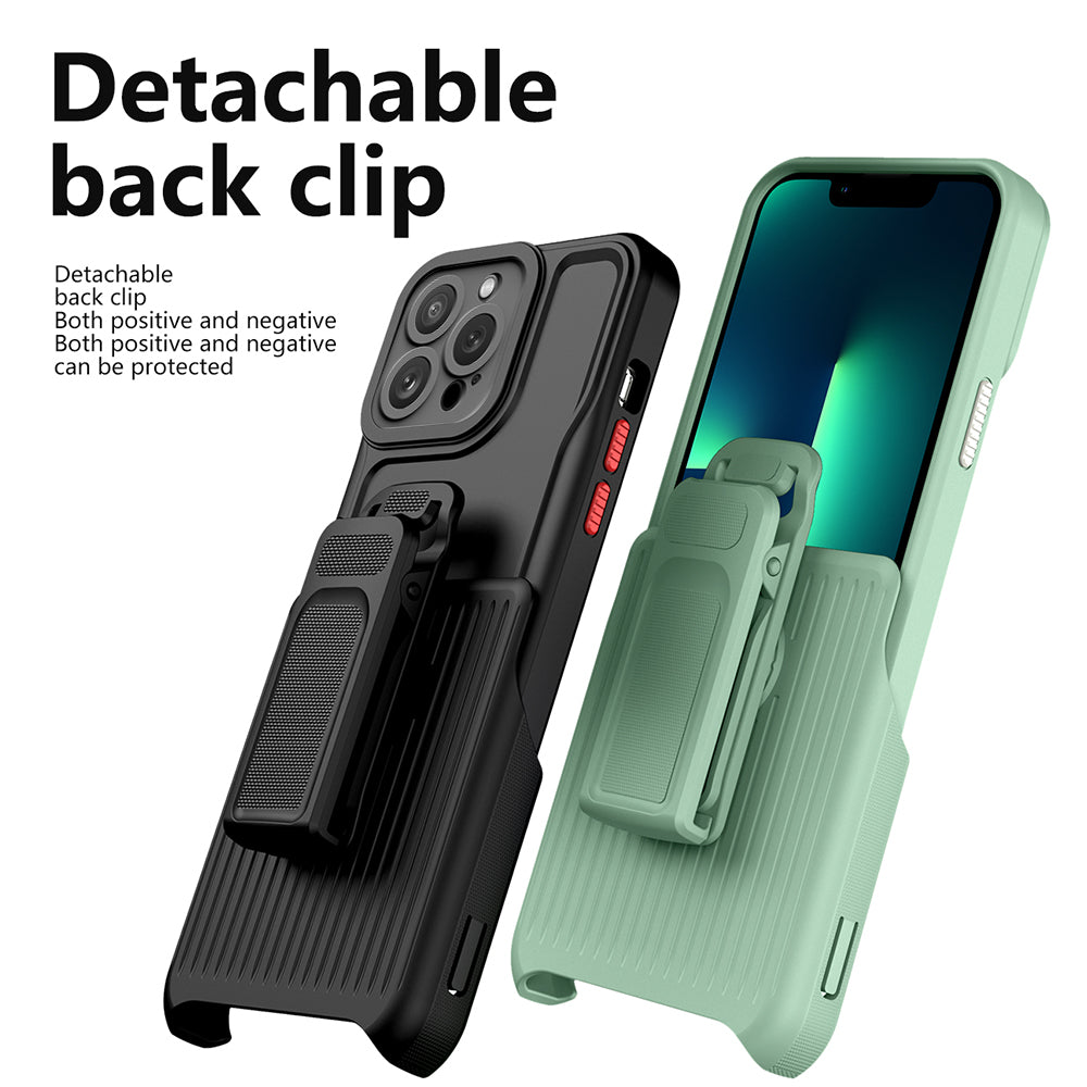 For Apple iPhone 14 /Plus Pro Max Hybrid Combo 2in1 with Secure Clip-on Holster, Kickstand & Camera Opening  Phone Case Cover