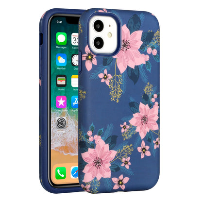 For Apple iPhone 14 (6.1") Bliss Floral Stylish Design Hybrid Rubber Silicone TPU Hard Shockproof Armor Slim  Phone Case Cover