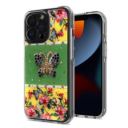 For Apple iPhone SE 3 (2022) SE/8/7 Glitter Sparkle Colorful Bling Flake 3D Ornament Butterfly Floral Epoxy Hybrid Shockproof  Phone Case Cover