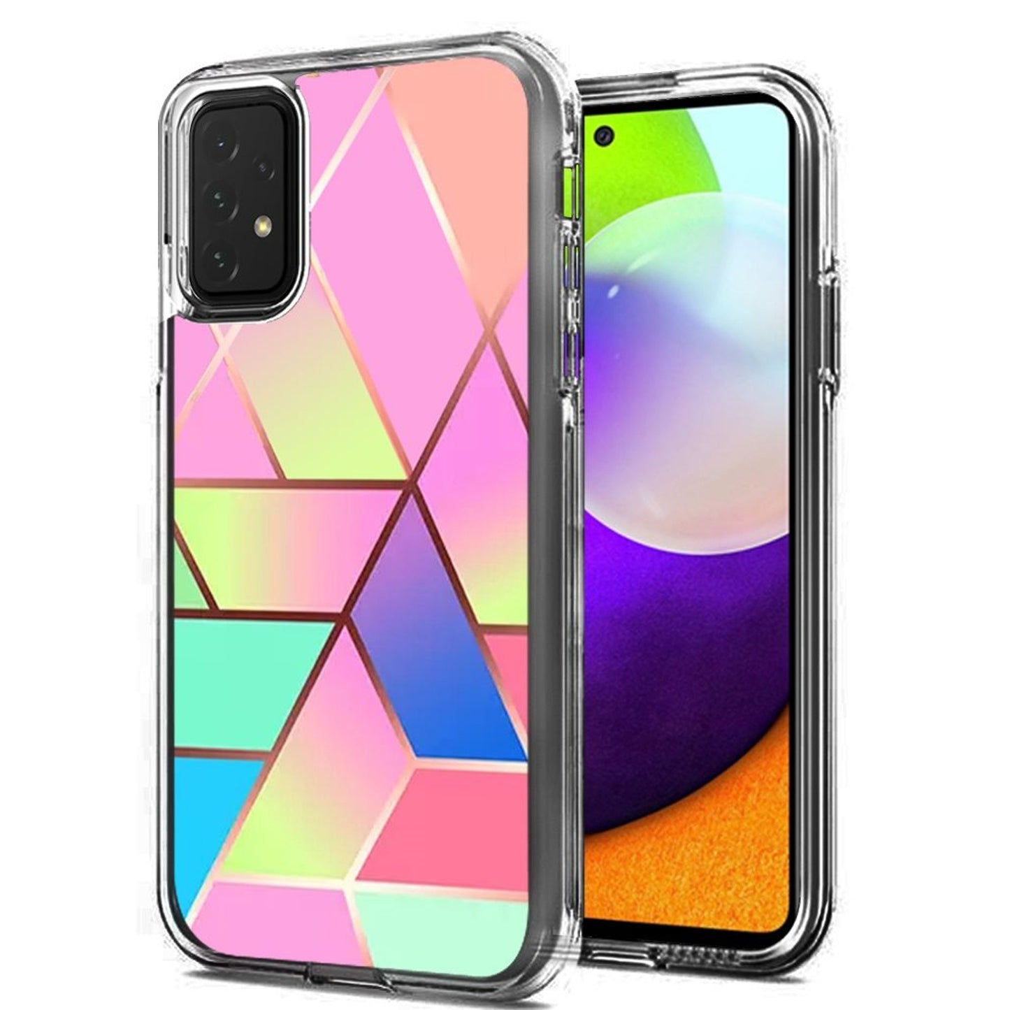 For Cricket Dream 5G Fashion IMD Design Plastic Hard Back Shock-Absorption PC with Rubber Soft TPU Bumper Protective Pink White Phone Case Cover