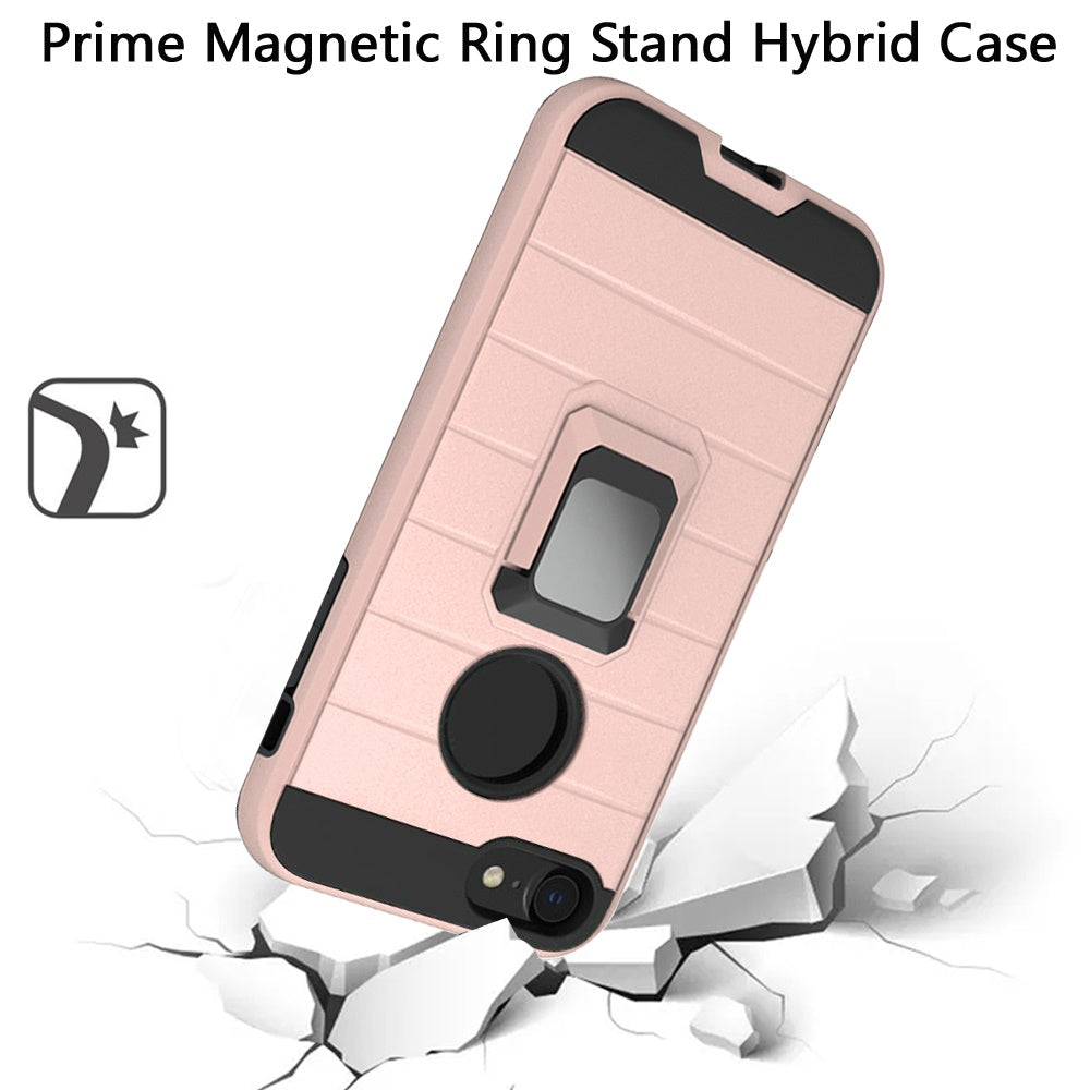 For Apple iPhone SE 2022 /SE 2020/8/7 Magnetic Ring Holder Rubber Hybrid Kickstand Texture Rugged Armor Heavy Duty  Phone Case Cover