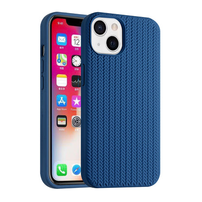 For Apple iPhone 13 (6.1") Ultra Thin Silicone Rubber Stripe Woven Design Pattern Hybrid TPU Gel Rugged Drop Protection  Phone Case Cover