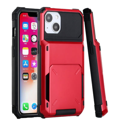 For Apple iPhone 11 (6.1") Multiple Wallet Hidden Credit Card Holder (Upto 5 Cards) Shockproof Hybrid Armor Durable  Phone Case Cover