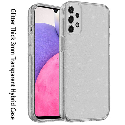 For Samsung Galaxy A33 5G Transparent Crystal Glitter Shiny Sparkle Bling TPU Rubber Hard PC Hybrid Armor Frame Shockproof  Phone Case Cover
