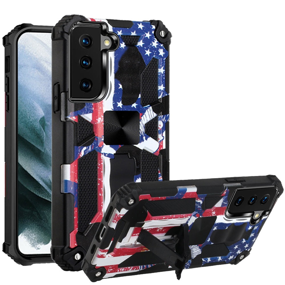 For Samsung Galaxy S22 Hybrid Camouflage [Military Grade] Rugged Kickstand Protective Fit Magnetic Car Mount Stand  Phone Case Cover