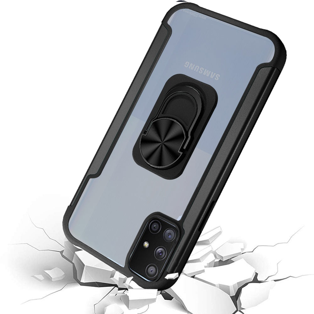 For Samsung Galaxy A71 5G Clear Military Grade Design Hybrid Protective with Ring Holder Kickstand [Magnetic Car Mount Feature]  Phone Case Cover
