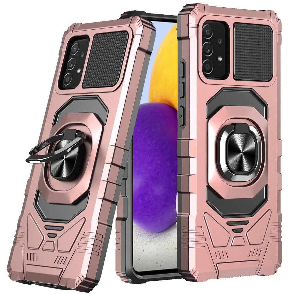 For Samsung Galaxy A73 5G Hybrid Dual Layer with Rotate Magnetic Ring Stand Holder Kickstand, Rugged 2in1 Shockproof  Phone Case Cover