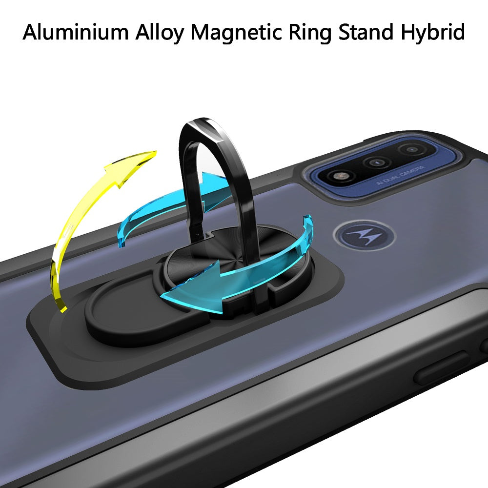 For Motorola Moto G Pure / Moto G Power 2022 Clear Military Grade Design Hybrid Protective with Ring Holder Kickstand [Magnetic Car Mount Feature]  Phone Case Cover