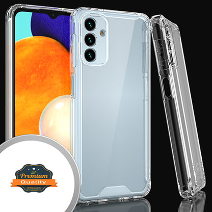 For Samsung Galaxy A33 5G Slim Body Frame [Shock-Absorption] Hybrid Defender Rubber Silicone Gummy TPU Clear Hard Back Protective  Phone Case Cover