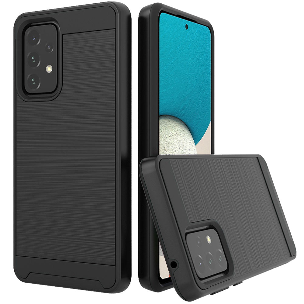 For Samsung Galaxy A53 5G Hybrid Rugged Brushed Metallic Design [Soft TPU + Hard PC] Dual Layer Shockproof Armor Impact  Phone Case Cover