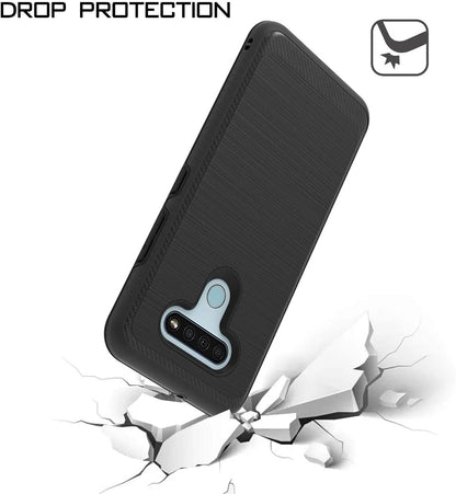 For Samsung Galaxy A33 5G Brushed Texture Rugged Carbon Fiber Design Hybrid Shockproof Dual Layers Hard PC Protective  Phone Case Cover