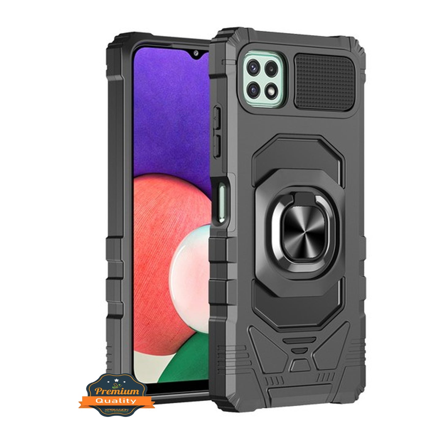 For Samsung Galaxy A22 5G Hybrid Magnetic Car Mount Ring Kickstand Stand Holder Full-Body Armor Protective [Military Grade]  Phone Case Cover