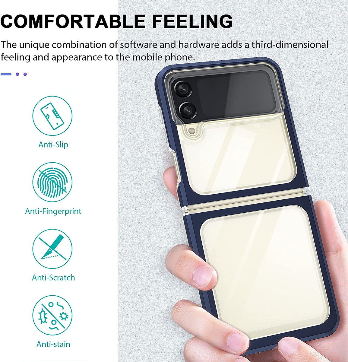 For Samsung Galaxy Z Flip 3 5G Clear Crystal Transparent Shock Absorption Hybrid Slim Hard PC Anti-Scratch Shell Protective  Phone Case Cover