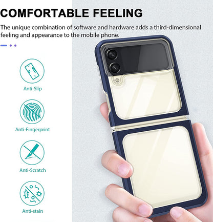 For Samsung Galaxy Z Flip 4 5G Clear Crystal Transparent Shock Absorption Hybrid Slim Hard PC Anti-Scratch Shell Protective  Phone Case Cover