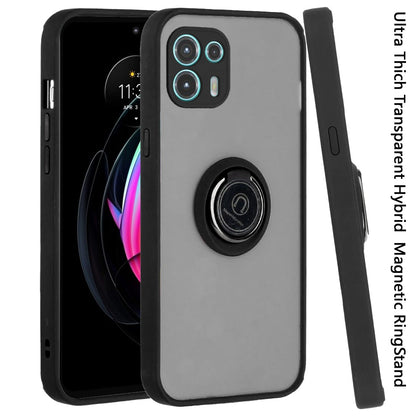 For Motorola Edge 20 Lite Hybrid Protective PC & TPU Shockproof with 360° Rotation Ring Magnetic Metal Stand & Covered Camera  Phone Case Cover