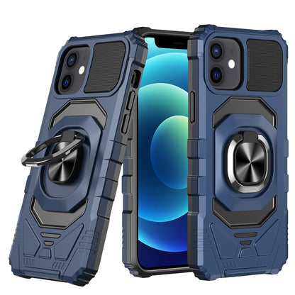 For Apple iPhone 14 (6.1") Hybrid Dual Layer with Rotate Magnetic Ring Stand Holder Kickstand, Rugged Shockproof  Phone Case Cover