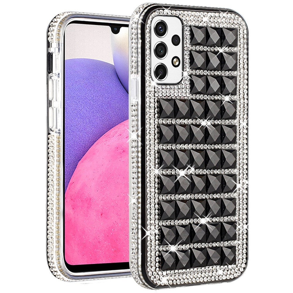 For Samsung Galaxy A33 5G Luxury 3D Bling Diamonds Rhinestone Jeweled Shiny Crystal Hybrid TPU Bumper Hard PC  Phone Case Cover
