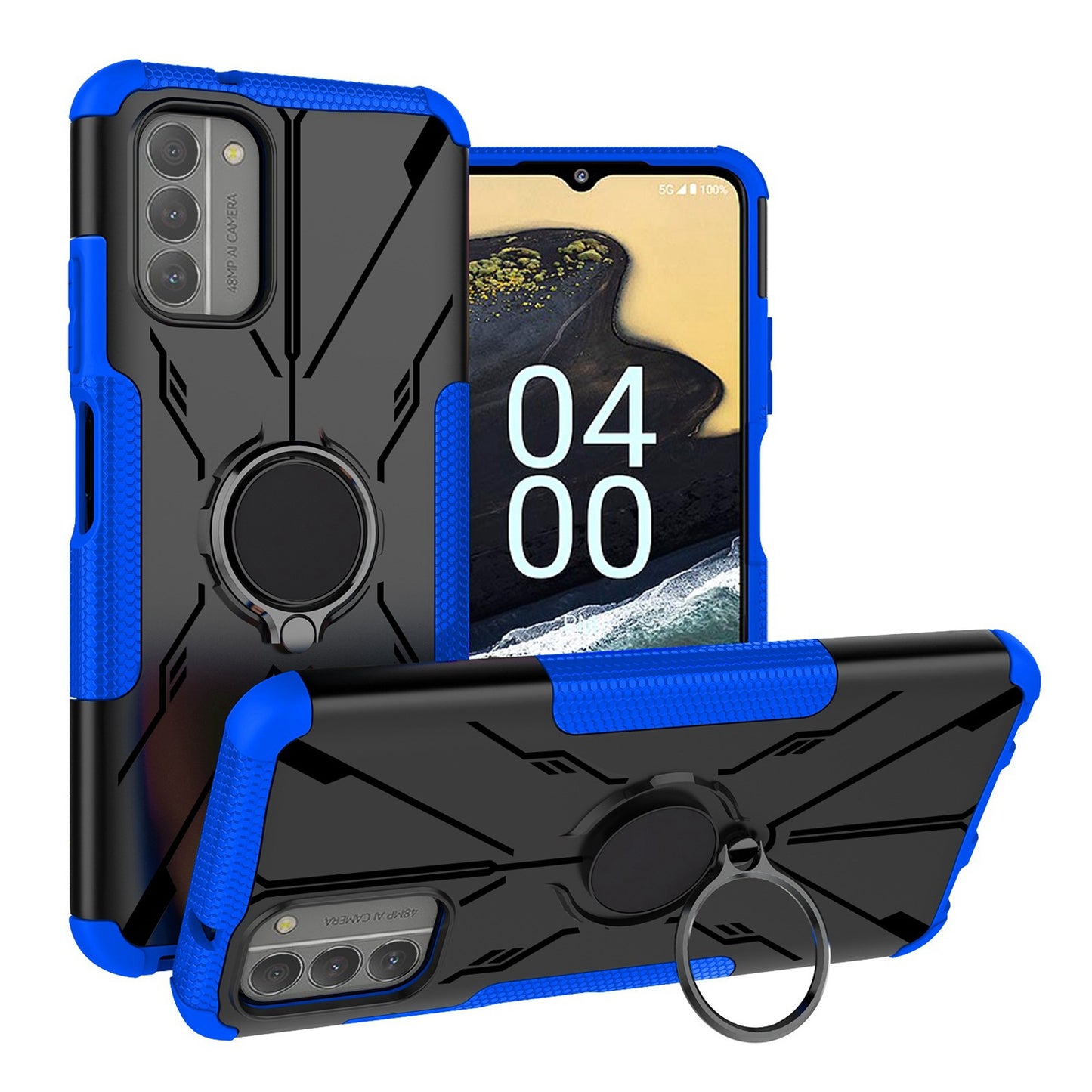 For Nokia G100 4G Hybrid 2in1 Rugged Hard TPU Shock-Absorbing with Magnetic Rotatable Ring Kickstand  Phone Case Cover