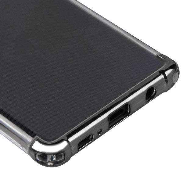 For Samsung Galaxy S10 (6.1") Slim Hybrid Transparent Rubber Gummy Hard PC Silicone Electroplating Clear / Black Phone Case Cover