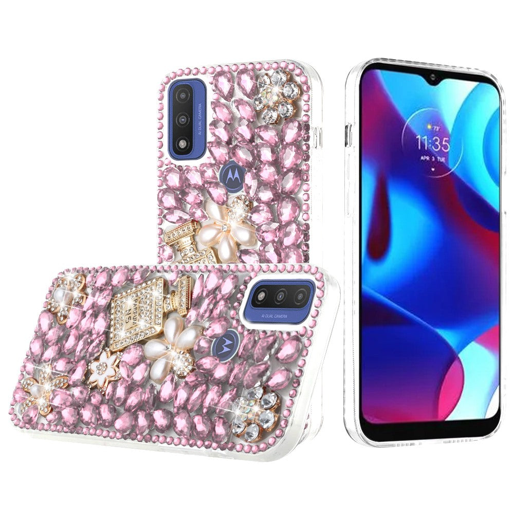 For Motorola Moto G Power 2022 Bling Clear Crystal 3D Full Diamonds Luxury Sparkle Transparent Rhinestone Hybrid Bumper  Phone Case Cover