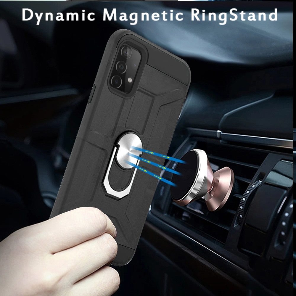 For Samsung Galaxy A32 4G Cases with Stand Kickstand Ring Holder [360° Rotating] Armor Dual Layer Work with Magnetic Car Mount PC+TPU Hard  Phone Case Cover