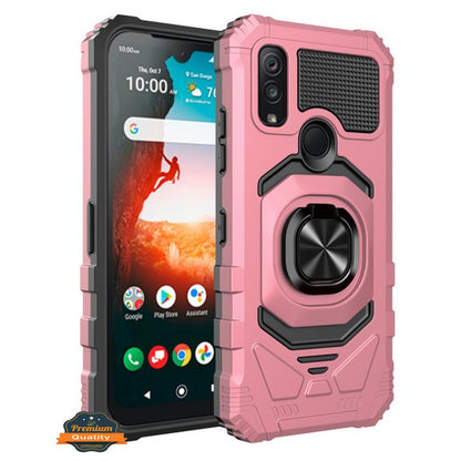 For Kyocera DuraSport 5G /C6930 Hybrid Magnetic Car Mount 360° Rotating Ring Kickstand Stand Holder Armor [Military Grade]  Phone Case Cover