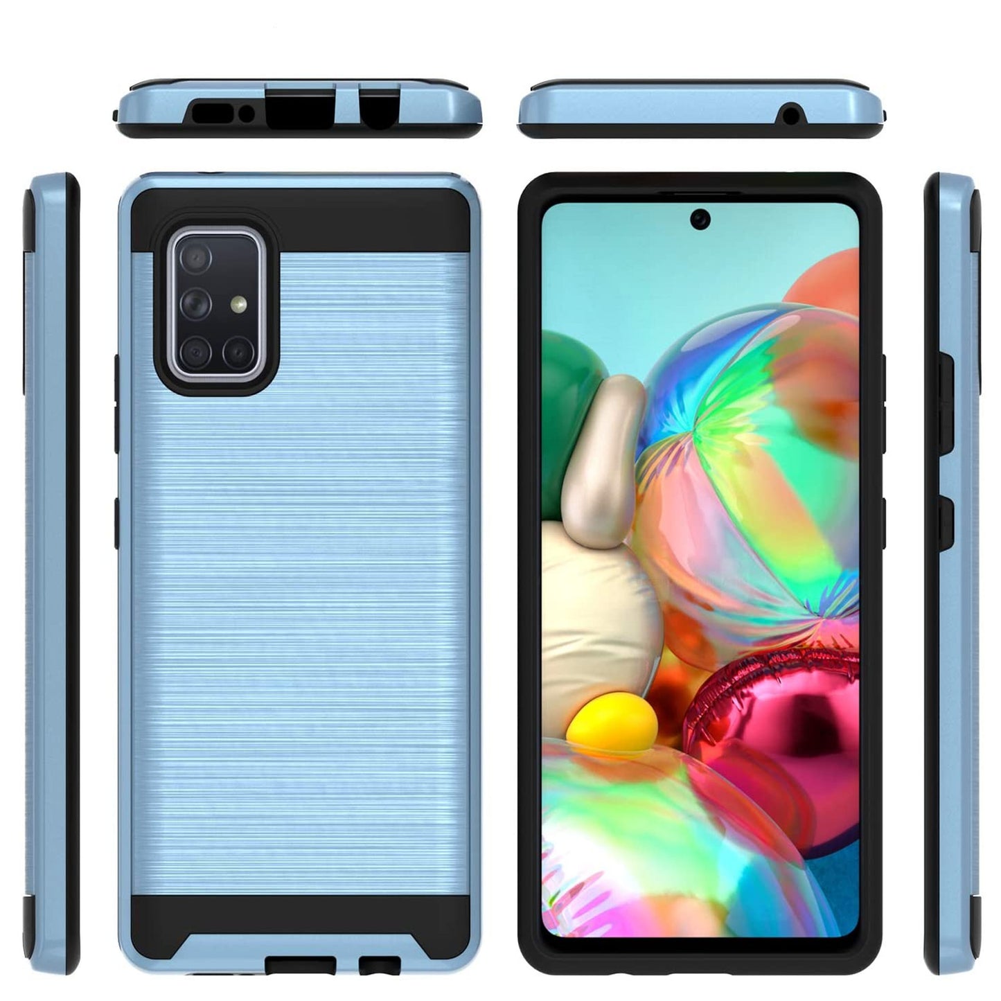 For Samsung Galaxy A54 5G Hybrid Brushed Metal Texture Rugged Slim Shockproof Dual Layers 2-Piece Hard PC + Soft TPU  Phone Case Cover