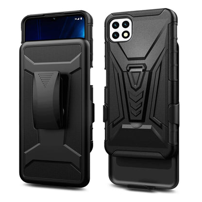 For OnePlus Nord N20 5G Hybrid Belt Clip Holster with Built-in Kickstand, Heavy Duty Protective Shock Absorption Armor Black Phone Case Cover