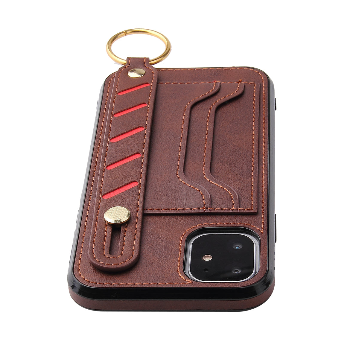 For Apple iPhone 14 /Plus Pro Max Vegan Leather Multi-Functional Credit Cards Slot with Wrist Strap Stand Pocket  Phone Case Cover