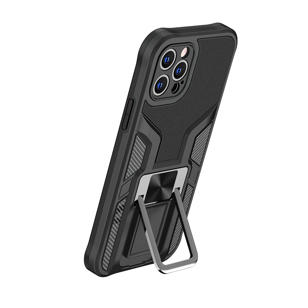 For Samsung Galaxy S21 Plus Shockproof [Military-Grade] with Metal Magnetic Kickstand, Hybrid Rugged TPU Heavy Duty Black Phone Case Cover