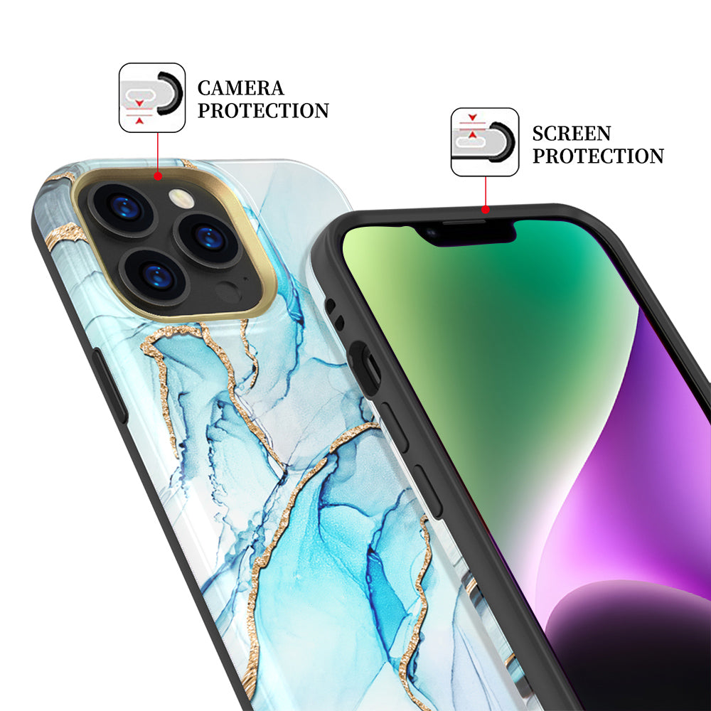 For Apple iPhone 14 /Plus Pro Max Eclipse Marble Galaxy IMD Design Glitter Sparkle Hybrid Rubber TPU Slim  Phone Case Cover