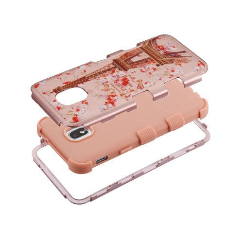For Samsung Galaxy J3 (2018)/ Galaxy J3 Star/ Galaxy J3 Stylish Hybrid Three Layer Hard PC Shockproof Heavy Duty TPU Anti-Drop Paris in Full Bloom Phone Case Cover