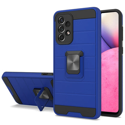 For Samsung Galaxy A33 5G Magnetic Ring Holder Rubber Hybrid Stand Kickstand Texture Rugged Armor Heavy Duty Military Grade  Phone Case Cover