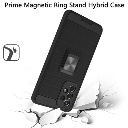 For Samsung Galaxy A33 5G Magnetic Ring Holder Rubber Hybrid Stand Kickstand Texture Rugged Armor Heavy Duty Military Grade  Phone Case Cover