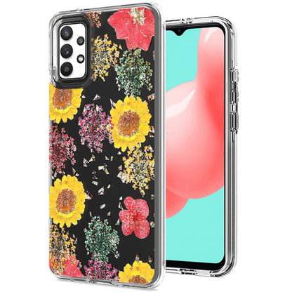 For Samsung Galaxy S22 /Plus Ultra Glitter Floral Print Pattern Clear Design Shockproof Hybrid Fashion Sparkle Rubber TPU Bumper  Phone Case Cover