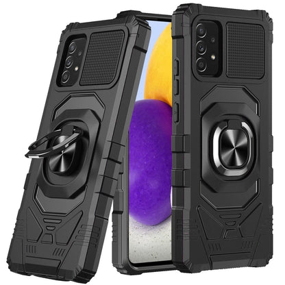 For Samsung Galaxy A73 5G Hybrid Dual Layer with Rotate Magnetic Ring Stand Holder Kickstand, Rugged 2in1 Shockproof  Phone Case Cover