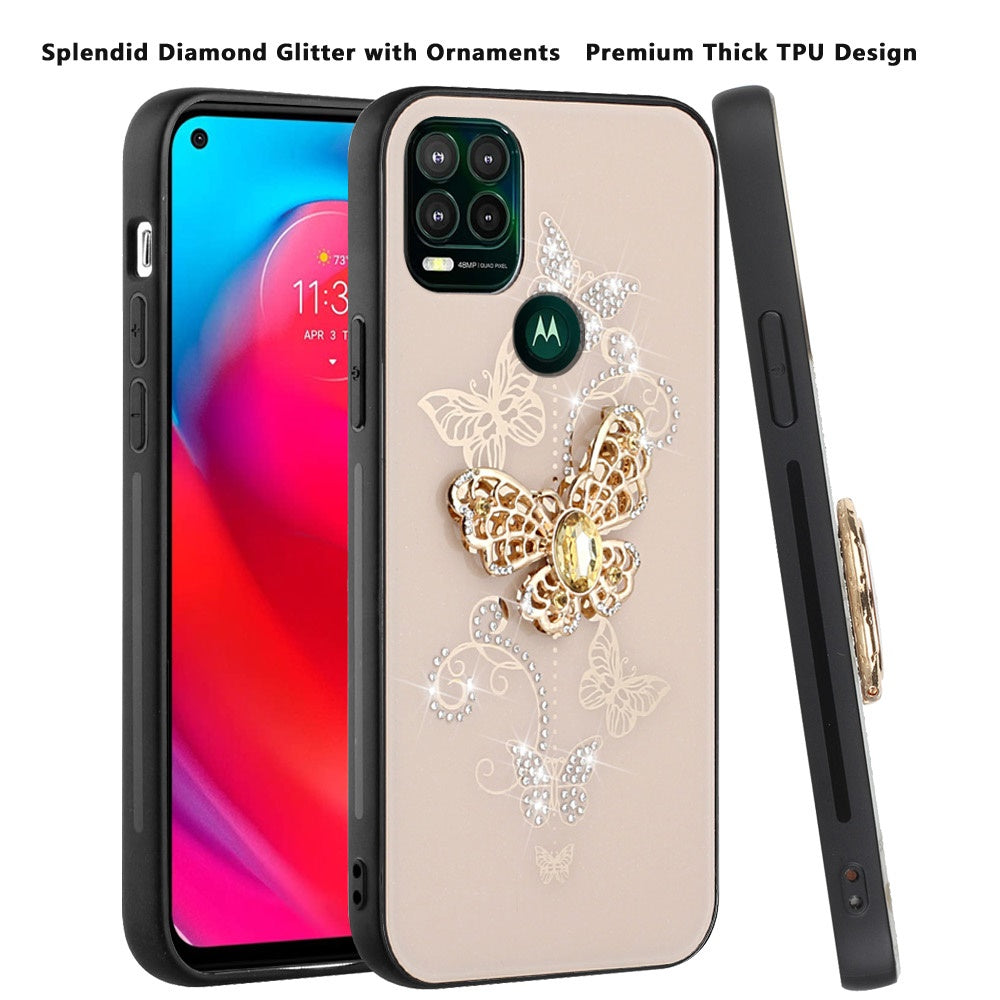For Apple iPhone 13 Pro Max (6.7") 3D Diamond Bling Sparkly Glitter Ornaments Engraving Hybrid Armor Rugged Fashion  Phone Case Cover
