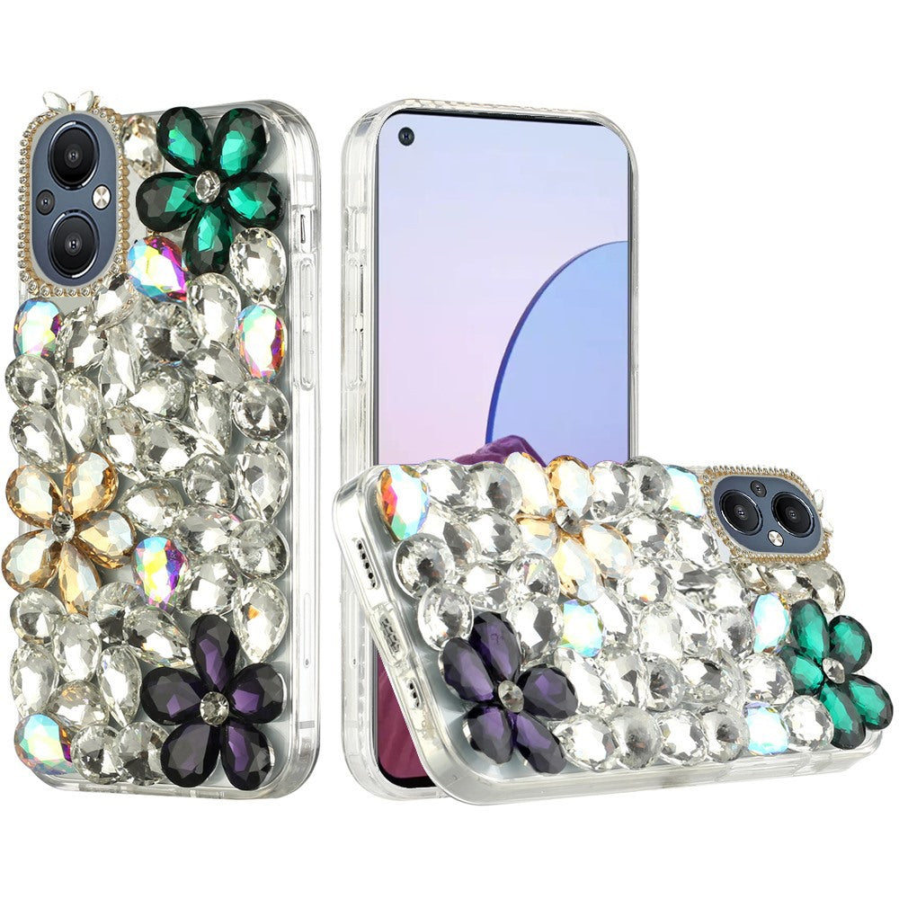 For OnePlus Nord N20 5G Bling Clear Crystal 3D Full Diamonds Luxury Sparkle Transparent Rhinestone Hybrid Protective  Phone Case Cover