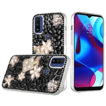 For Motorola Moto G Power 2022 Bling Clear Crystal 3D Full Diamonds Luxury Sparkle Transparent Rhinestone Hybrid Bumper  Phone Case Cover