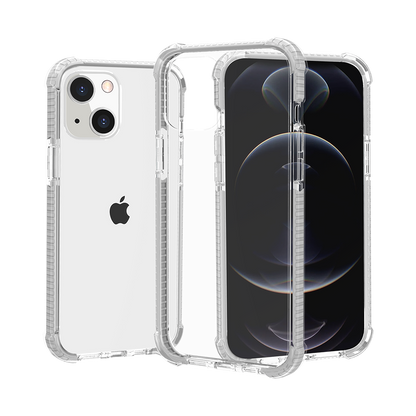 For Apple iPhone 13 (6.1") Slim Hybrid Transparent Rubber Gummy Gel Hard PC Silicone TPU Color Bumper Frame  Phone Case Cover