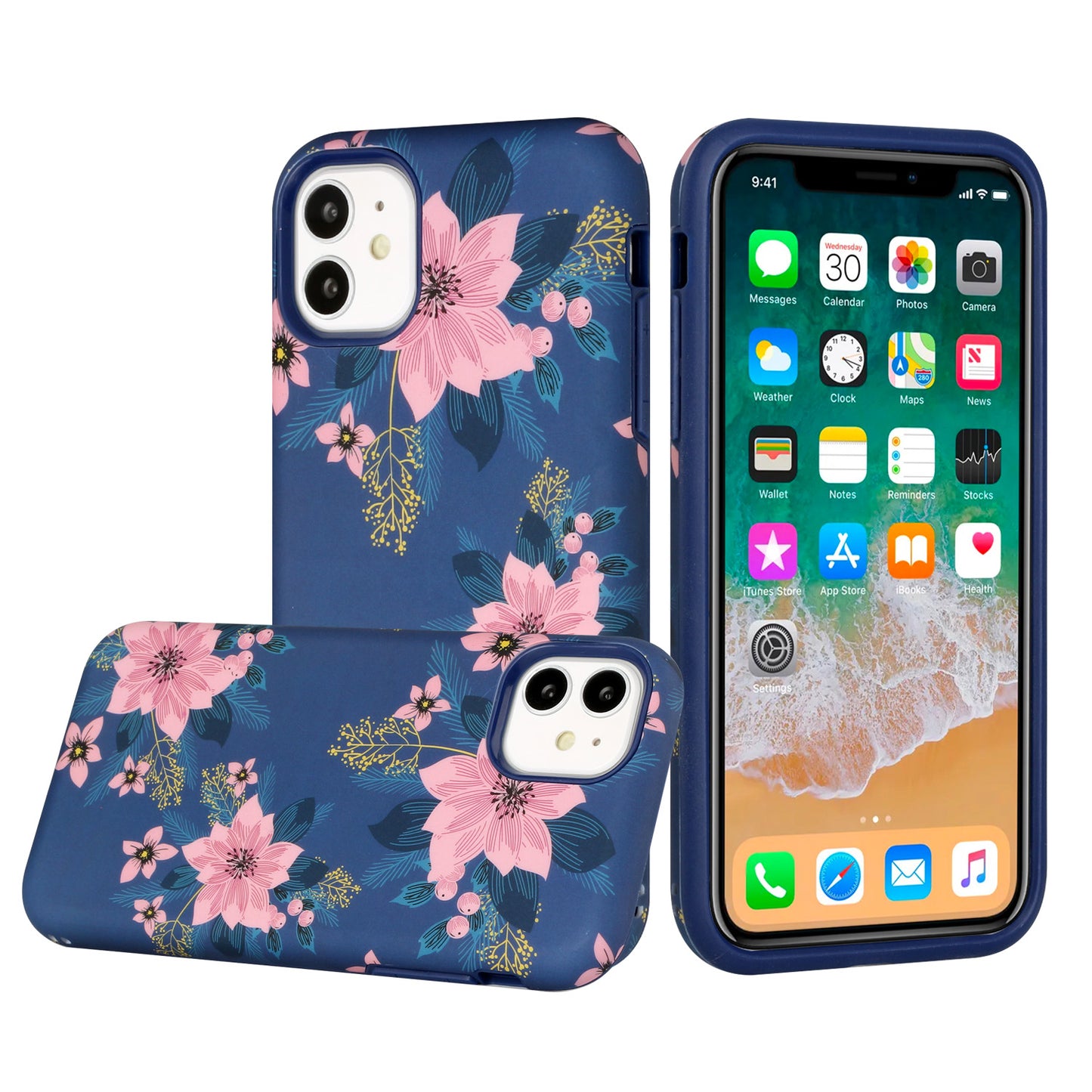 For Apple iPhone 13 Pro Max (6.7") Bliss Floral Stylish Design Hybrid Rubber TPU Hard Shockproof Armor Slim  Phone Case Cover
