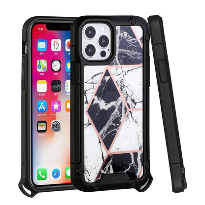 For Apple iPhone 13 Pro (6.1") Fashion Marbling Pattern IMD Design Hybrid ShockProof Armor Bumper Soft Rubber Hard PC Protective  Phone Case Cover