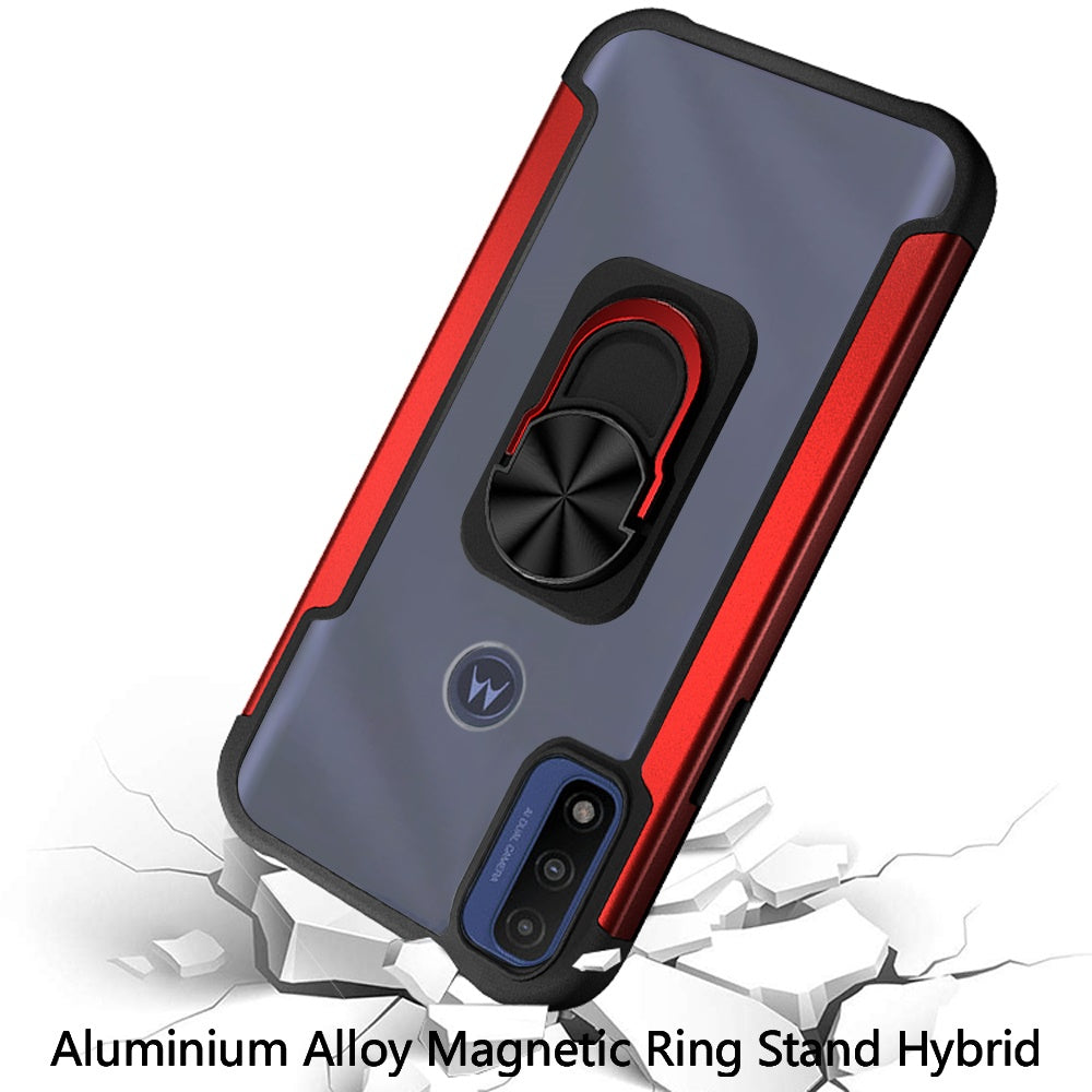 For Motorola Moto G Pure / Moto G Power 2022 Clear Military Grade Design Hybrid Protective with Ring Holder Kickstand [Magnetic Car Mount Feature]  Phone Case Cover