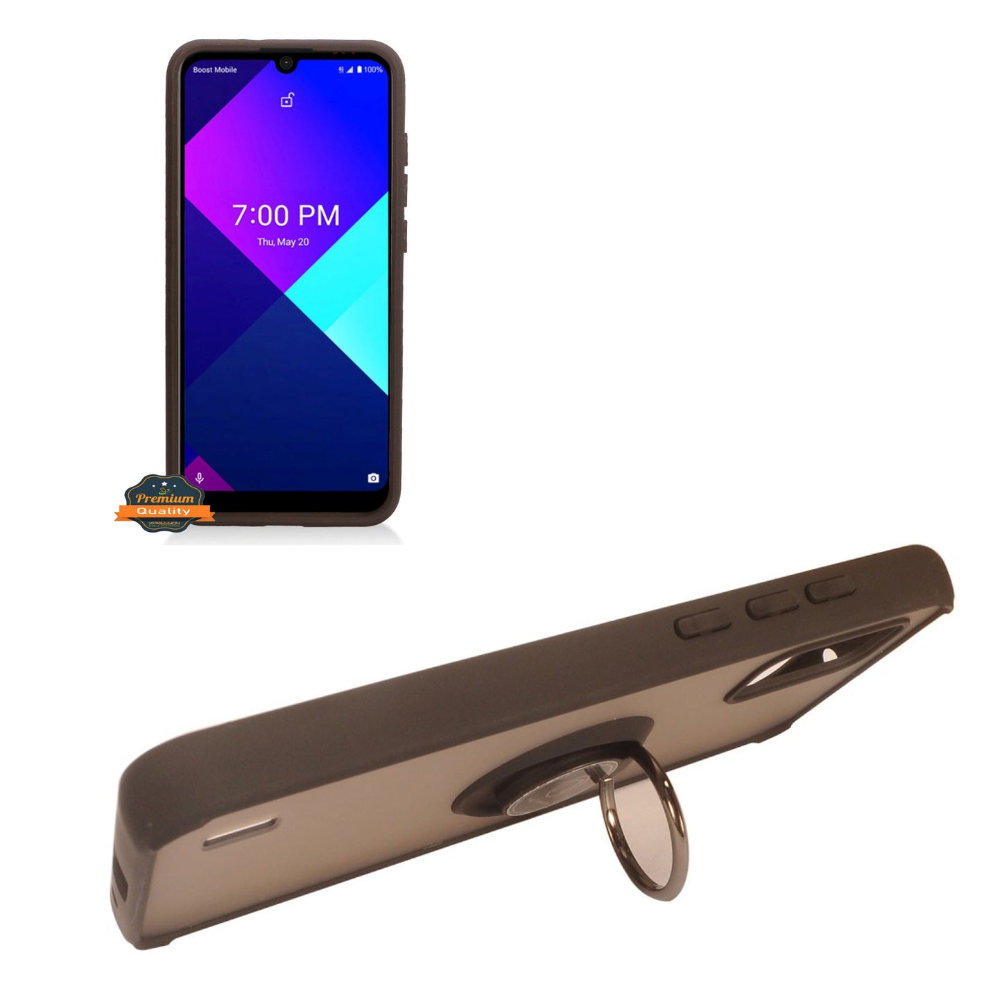 For Wiko Ride 3 Matte Translucent with Ring Stand /Kickstand (Work with Car Mount) Hybrid Shockproof Armor [Military Grade] Bumper  Phone Case Cover