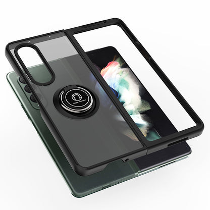 For Samsung Galaxy Z Fold 3 5G Hybrid Protective PC & TPU Shockproof with 360° Rotation Ring Kickstand Magnetic Metal Stand  Phone Case Cover